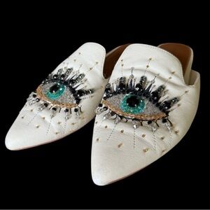 Kurt Geiger London Olive Eye leather flats, rhinestones ladies, US 6 1/2 euro 37